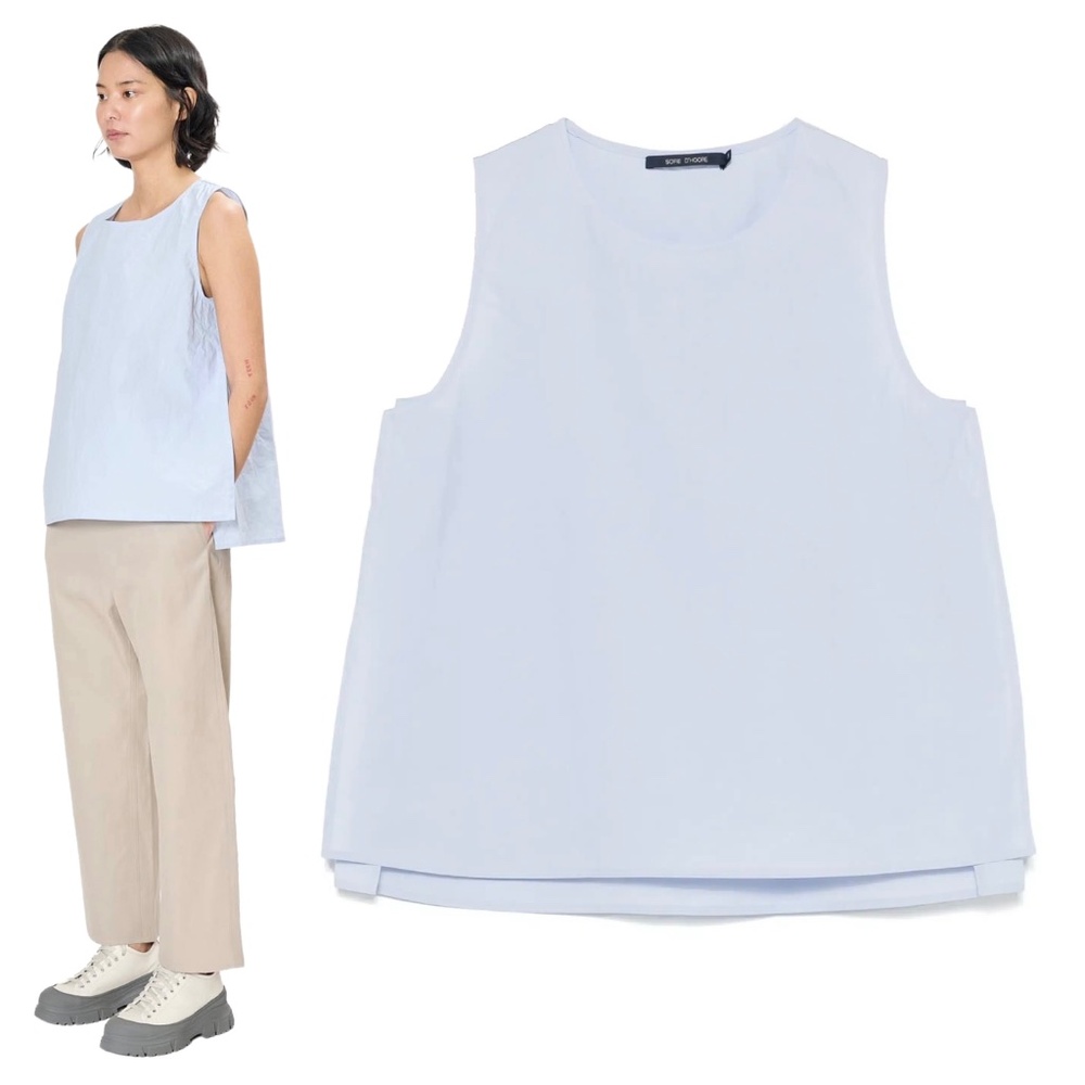 SOFIE D'HOORE Brody Loose Top in Sky Blue Coze Cotton Size 38